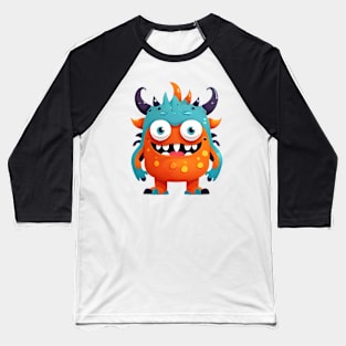 Orange and Blue Cute Monster Baseball T-Shirt